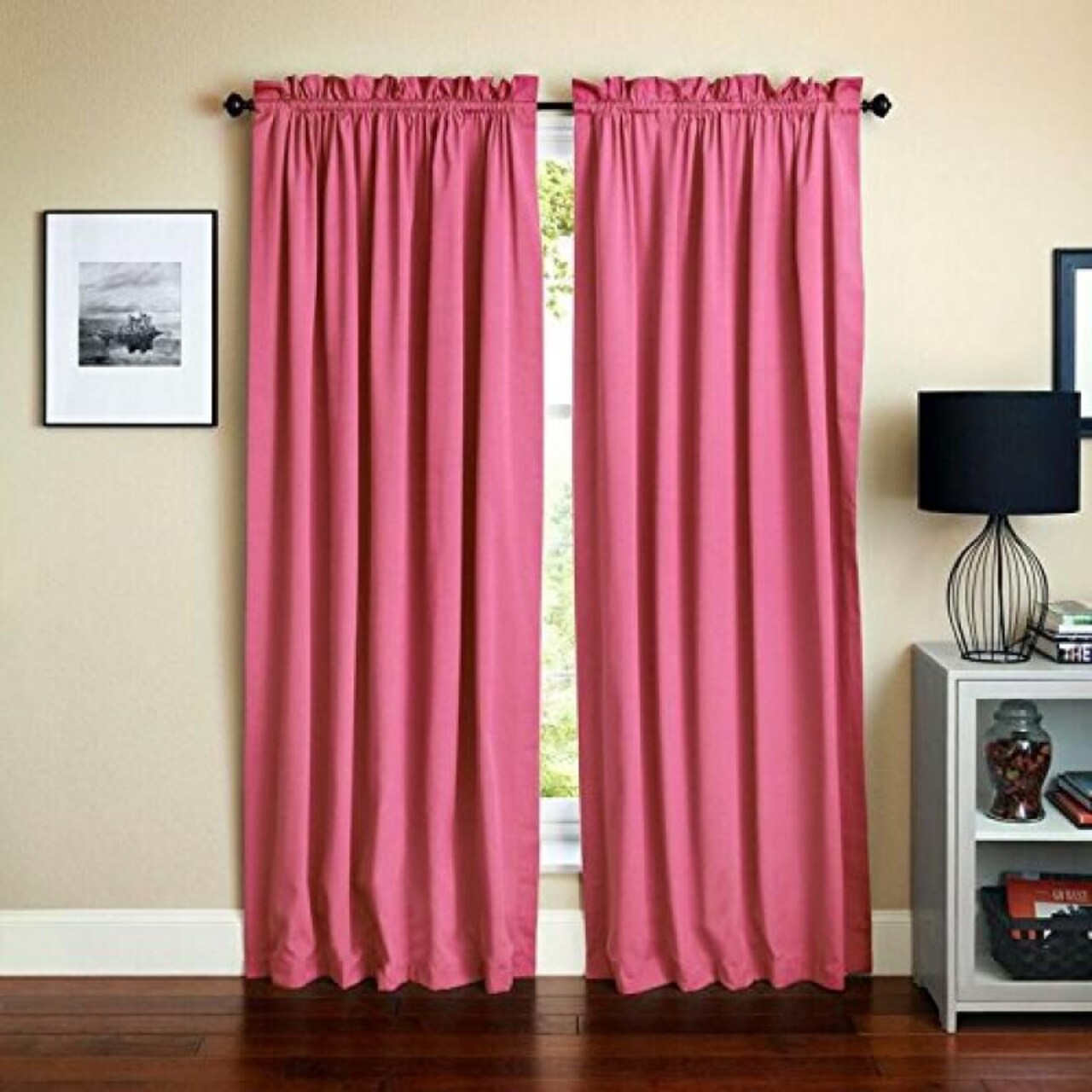 Blazing Needles 108-inch by 52-inch Twill Curtain Panels (Set of 2) - Bery Berry